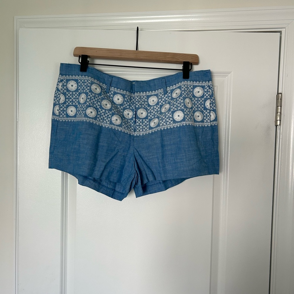 Madewell Blue and White Bermuda Shorts